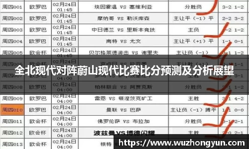 全北现代对阵蔚山现代比赛比分预测及分析展望